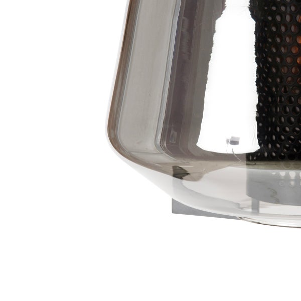 Hängelampe schwarz mit Rauchglas 30 cm länglich 3-flammig - Kevin