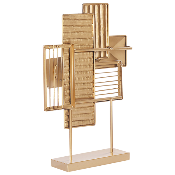 Dekorative goldfarbene Skulptur mit geometrischen Formen