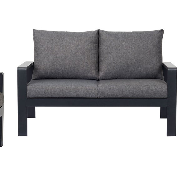 Lis Garten-Sofa 2 Pers. mit Kissen schwarz, grau. 135 X 81 X 79 cm