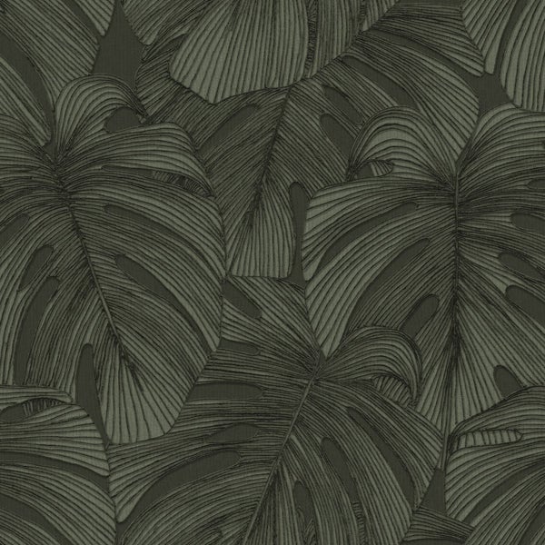 Origin Wallcoverings Tapete 3D Muster Blätter Dunkelgrün - 50 x 900 cm - 347920