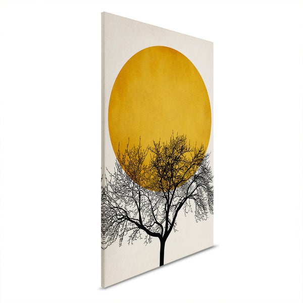 Dekorative Leinwand mit Baum Silhouette vor einem Kreis