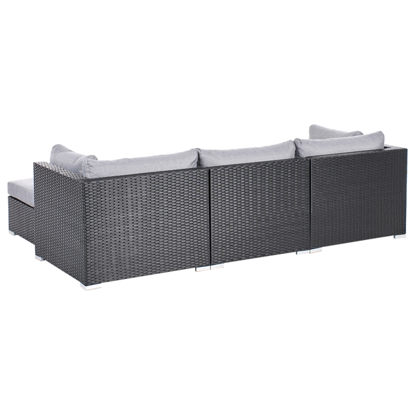 Garten Ecksofa mit Tisch 4-Sitzer SANO linksseitig Polyrattan Schwarz