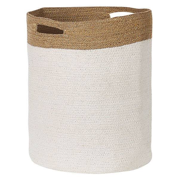 Zweifarbiger Wäschekorb aus Stoff mit Tragegriffen