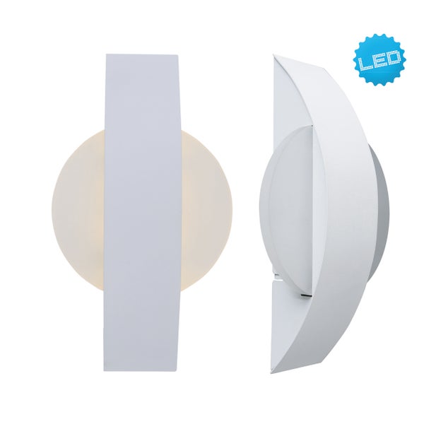 LED-Wandleuchte mit geometrischem Design, bestehend aus Rechteck und Kreis
