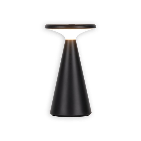Solar-Akku-Tischleuchte Palu für Außen und Innen, aus Kunststoff in Schwarz , 20 cm hoch