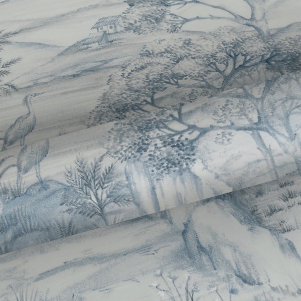 Sanders und Sanders Tapete Landschaft Blau und Weiß - 53 cm x 10,05 m - 640743