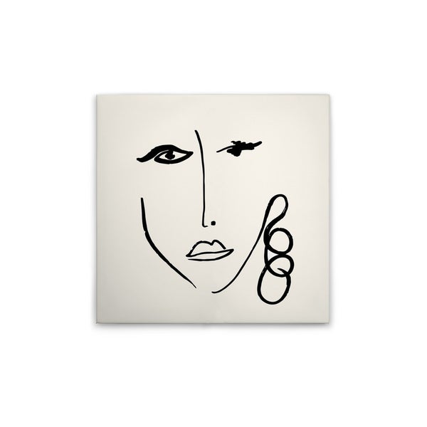 Dekorative Wandfliese mit Gesichtsskizze