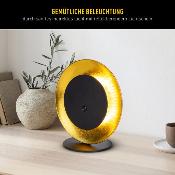 Dekorative Tischleuchte mit indirektem Licht und schwarzem Sockel