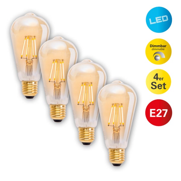 Viererpack dimmbare E27 LED-Lampen