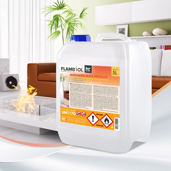 Kanister mit Bioethanol 96,6 Prozent Premium für Bio-Feuerstellen und Kamine