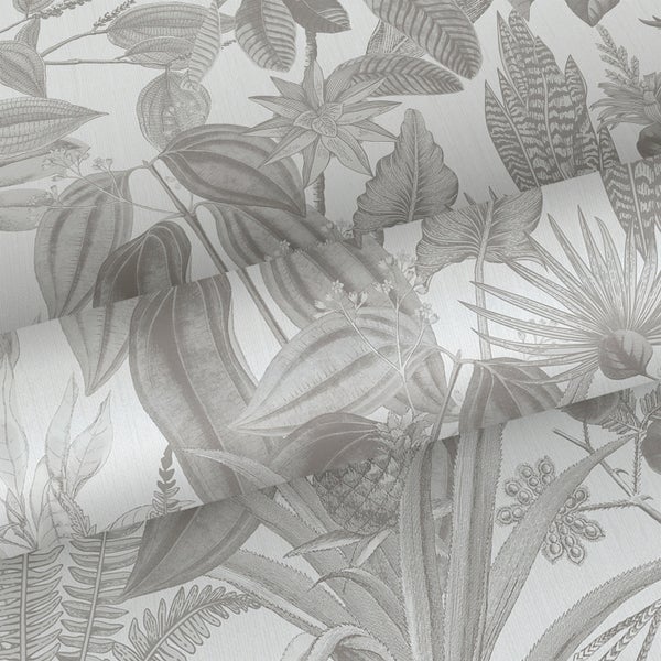 Sanders und Sanders Tapete tropische Blätter und Blüten Grau - 53 cm x 10 m - 640241
