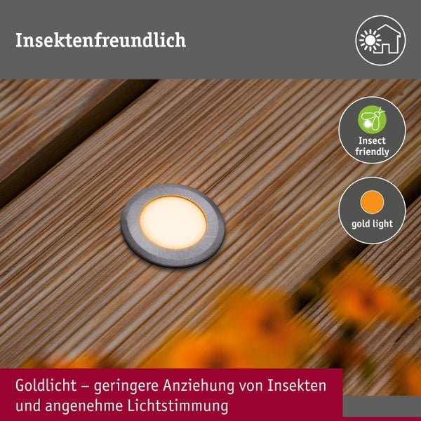 LED Bodeneinbauleuchte Floor insektenfreundlich IP67 rund 50 mm 2200K 2,2W 60lm 230V Alu Kunststoff, Metall