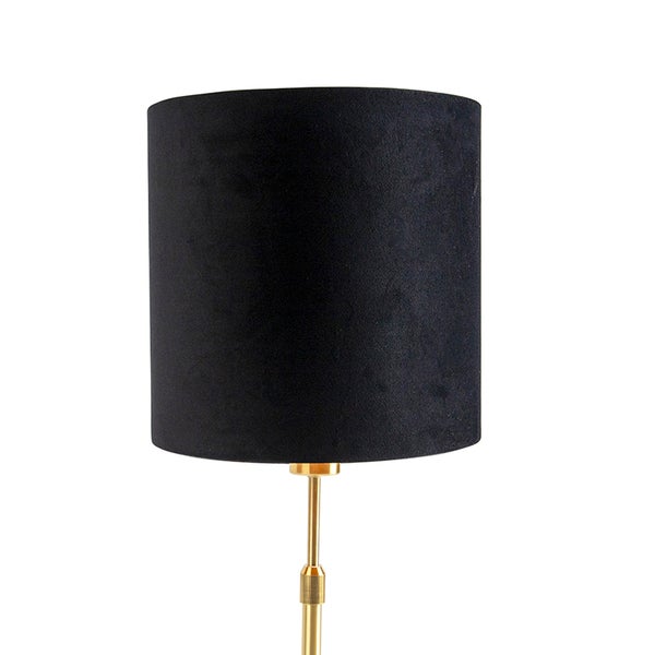 Tischleuchte gold / messing mit veloursschirm schwarz 25 cm - Parte