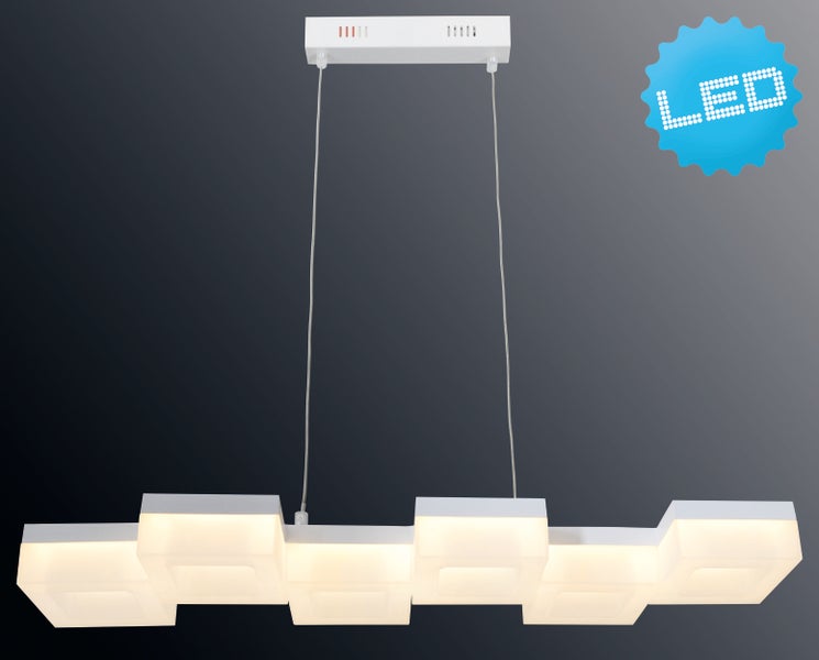 Weiße LED-Hängeleuchte mit geometrischem Design