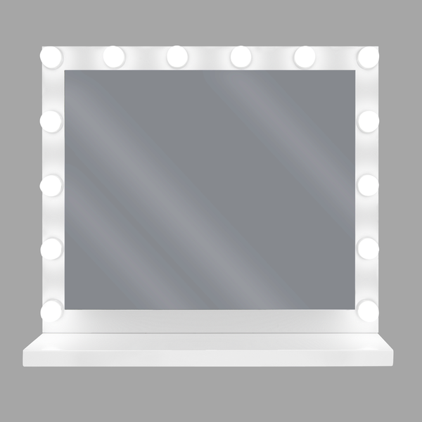 Beleuchteter Spiegel mit Ablagefläche für den Schminktisch