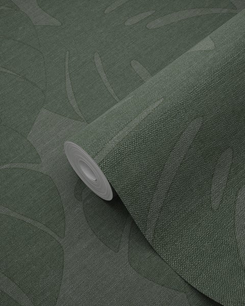 Origin Wallcoverings Tapete Blätter in Leinen-Optik Grün - 53 cm x 10.05 m - 347762