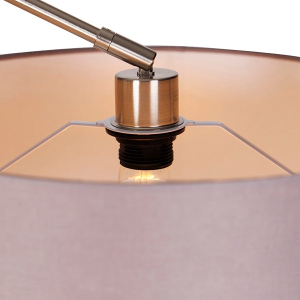 Moderne Stehleuchte Stahl Leinenschirm dunkelgrau 45 cm - Editor