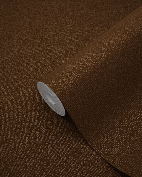 Origin Wallcoverings Tapete kleine Ornamente Braun und Gold - 53 cm x 10.05 m - 345446