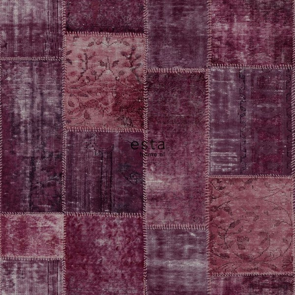 ESTAhome Tapete orientalisches-Marrakech Kelim-Patchwork Burgunderrot - 53 cm x 10.05 m - 148653