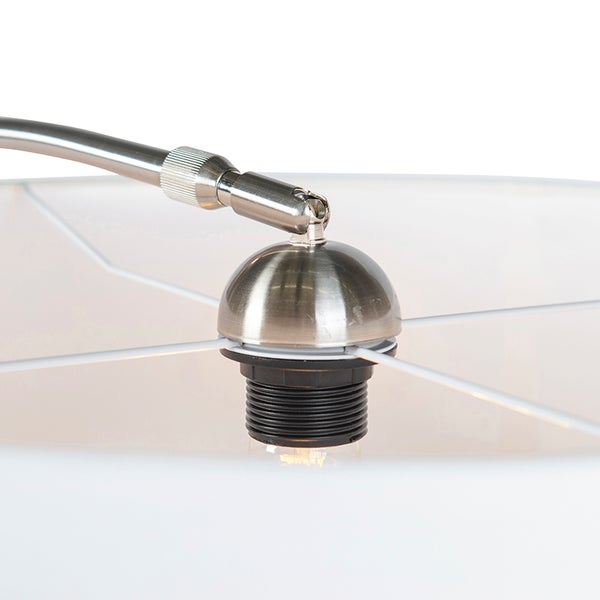 Moderne Wandbogenlampe Stahl mit weißem Schirm 50/50/25 verstellbar