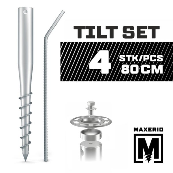 MAXERIO® 80 cm 4er TILT-Set für Schraubfundament Bodenhülse Erdanker Erdschraube Einschraubhülse Erdschraubenfundament Bodenanker Schraubanker Fundament für Gartenhaus Terrasse Sauna Gewächshaus