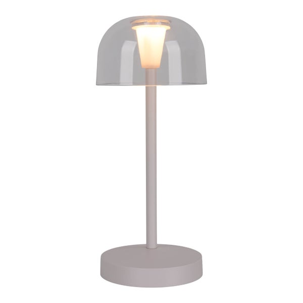 Tischleuchte mit transparentem Lampenschirm