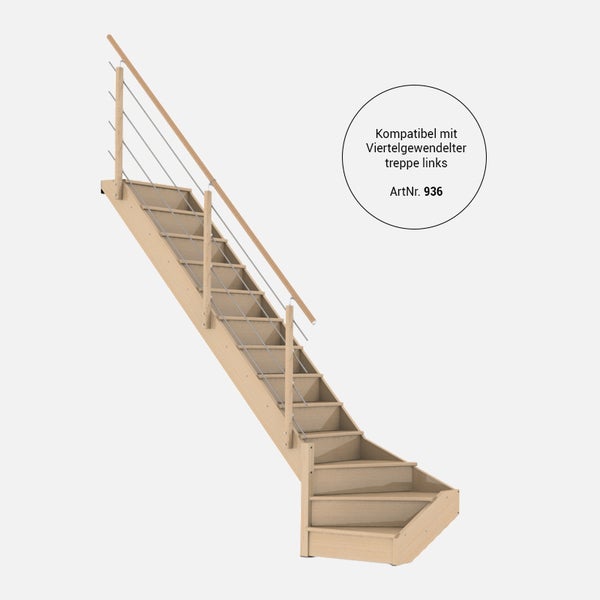 Novah - Setzstufen Treppe 1/4 gewendelt links