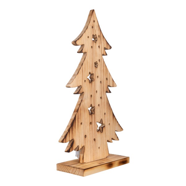 Dekorativer Weihnachtsbaum aus Holz mit Sternen