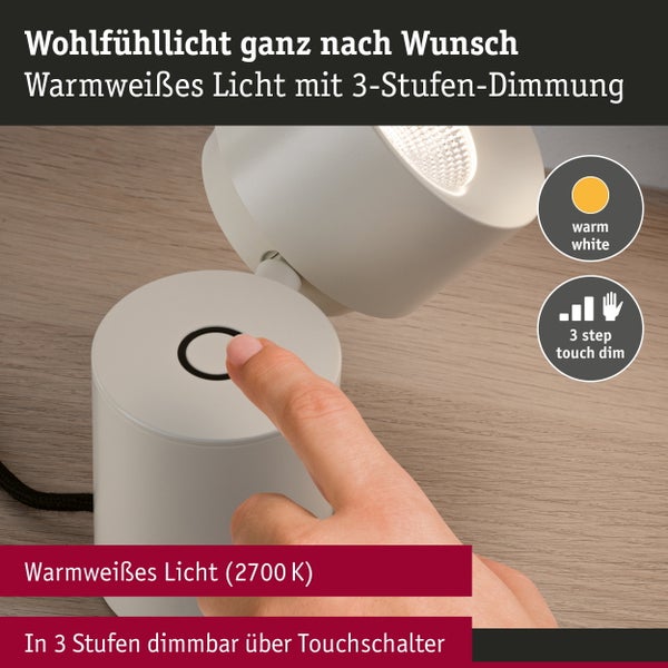 LED Tischleuchte 3-Step-Dim Pane 2700K 328lm 3W Creme