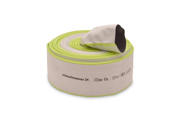 Ø 4 Zoll - 102 mm, 40 m Flachschlauch | Bauschlauch | Industrieschlauch | Synthetischer Gummi, Weiß mit Grün, 10 Bar, -20°C bis +60°