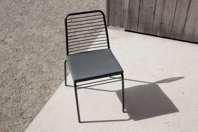 Panjin Gartenstuhl mit Gartenkissen schwarz. 2er Set