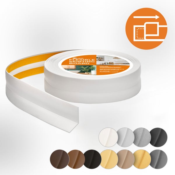 Quest Weichsockelleiste Selbstklebend 18 x 18 mm, PVC, Flexibel, Hellgrau, 5 Meter