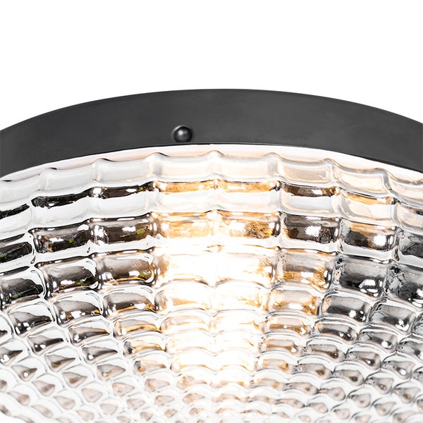Klassische Deckenleuchte schwarz mit Rauchglas 30 cm IP44 - Nohmi