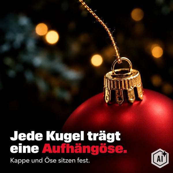 Weihnachtskugel mit Aufhängekappe und Öse zur Dekoration