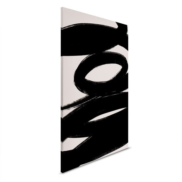 Abstrakte Wandkunst mit schwarzem Pinselstrich auf Leinwand