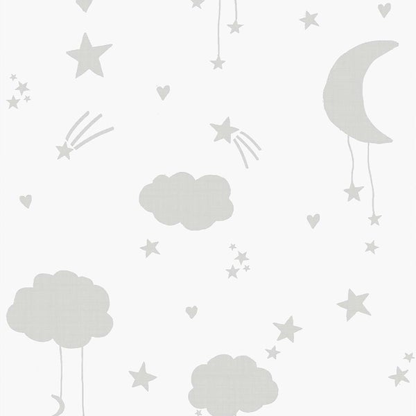 Next Vliestapete | Mond & Sterne - Grau - 10mx52cm