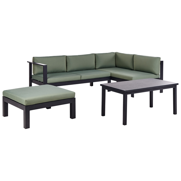 Garten Ecksofa mit Tisch 5-Sitzer MESSINA linksseitig Metall Grün