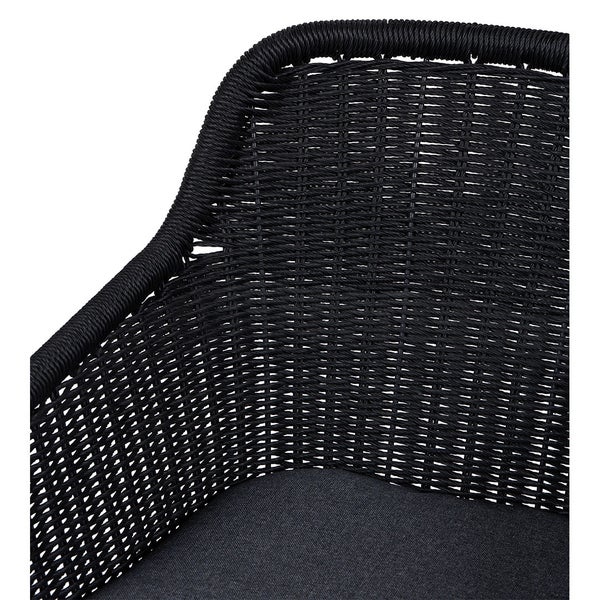 Sif Gartenstuhl Polyrattan mit Kissen schwarz, grau. 4er Set