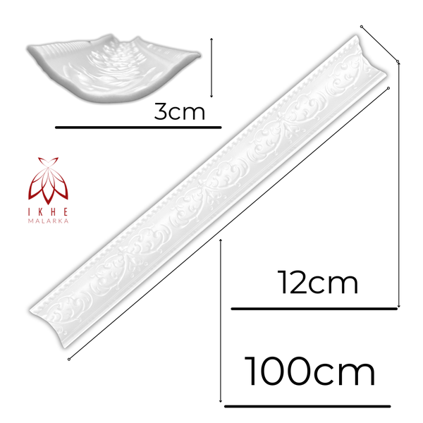 Ikhe Malarka Zierprofil aus Polystyrol mit den Maßen 100 cm x 12 cm x 3 cm