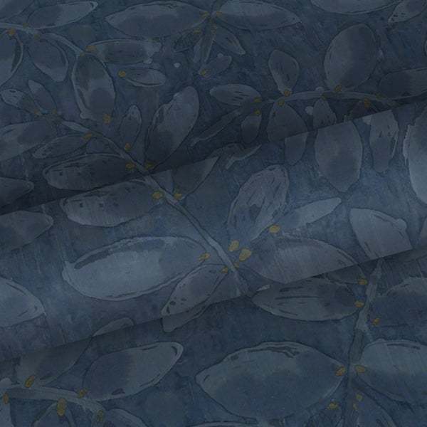 Sanders und Sanders Tapete gezeichnete Blätter Dunkelblau - 53 cm x 10,05 m - 640751