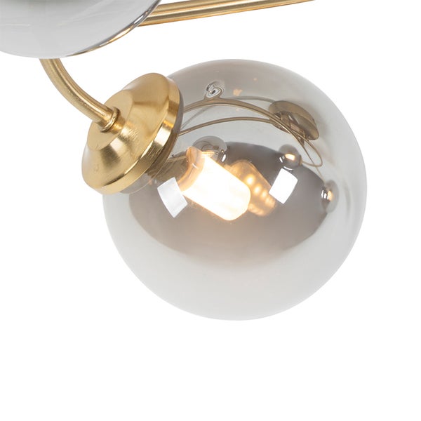 Moderne Deckenleuchte Gold 4-Licht mit Rauchglas - Athen
