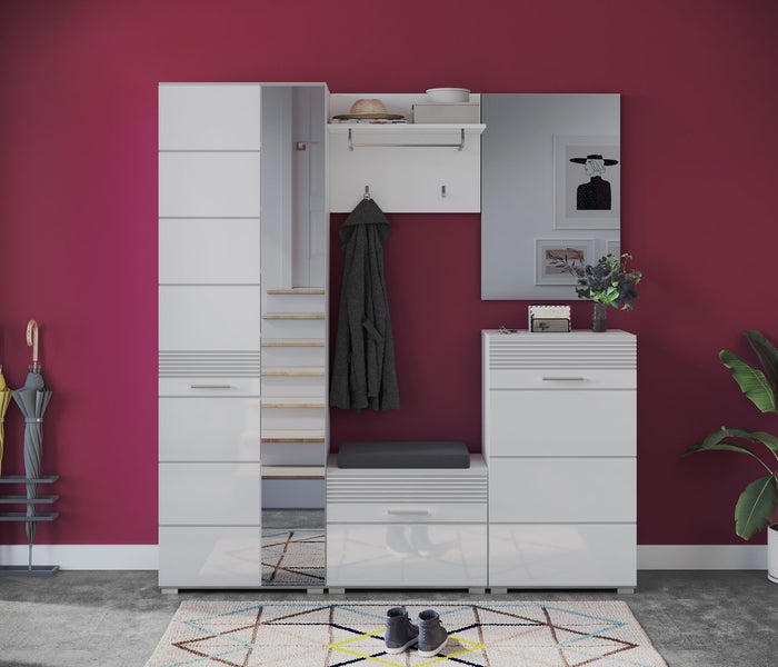 Linus Wandgarderobe 2 Kleiderhaken weiß. 60 X 26 X 49 cm