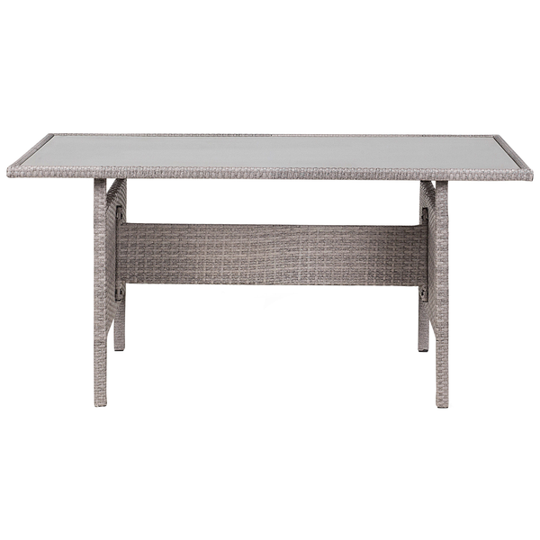 Gartentisch VITERBO 145 cm 80 cm Glas Hellgrau