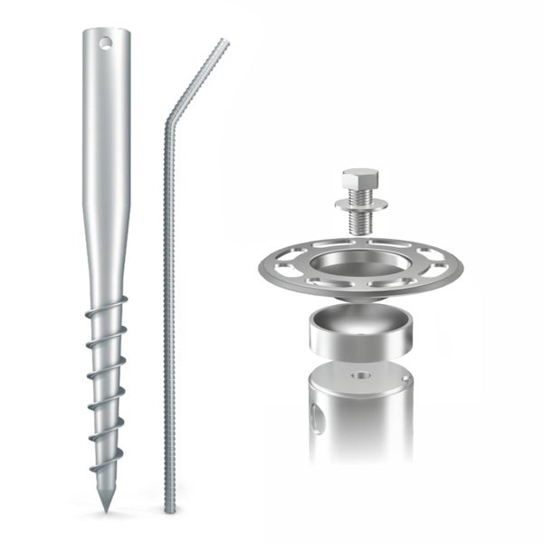 MAXERIO® 100 cm 2er TILT-Set für Schraubfundament Bodenhülse Erdanker Erdschraube Einschraubhülse Erdschraubenfundament Bodenanker Schraubanker Fundament für Gartenhaus Terrasse Sauna Gewächshaus