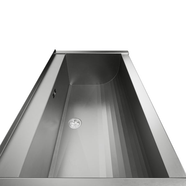 Edelstahl-Badewanne mit Ablaufgarnitur