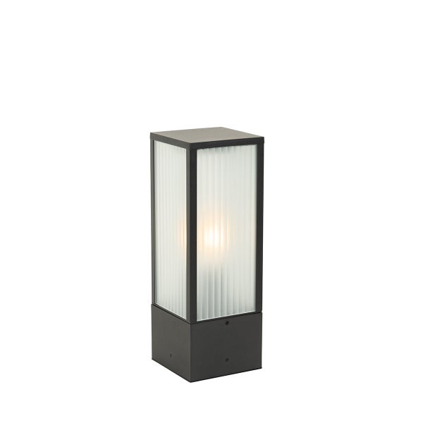 Stehende Außenleuchte schwarz mit geripptem Glas 40 cm IP44 - Charlois