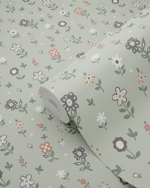 ESTAhome Tapete Blumen Graugrün - 53 cm x 10.05 m - 139287