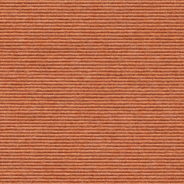 Oranger Teppichboden mit feiner Rippenstruktur.