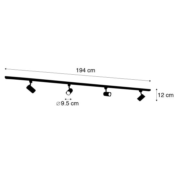 Smartes 1-Phasen-Schienensystem mit 4 WiFi GU10-Spots schwarz - Jeana
