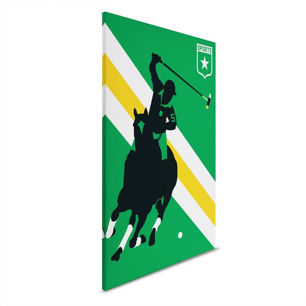 Leinwandbild mit Polo-Motiv, Reiter auf Pferd
